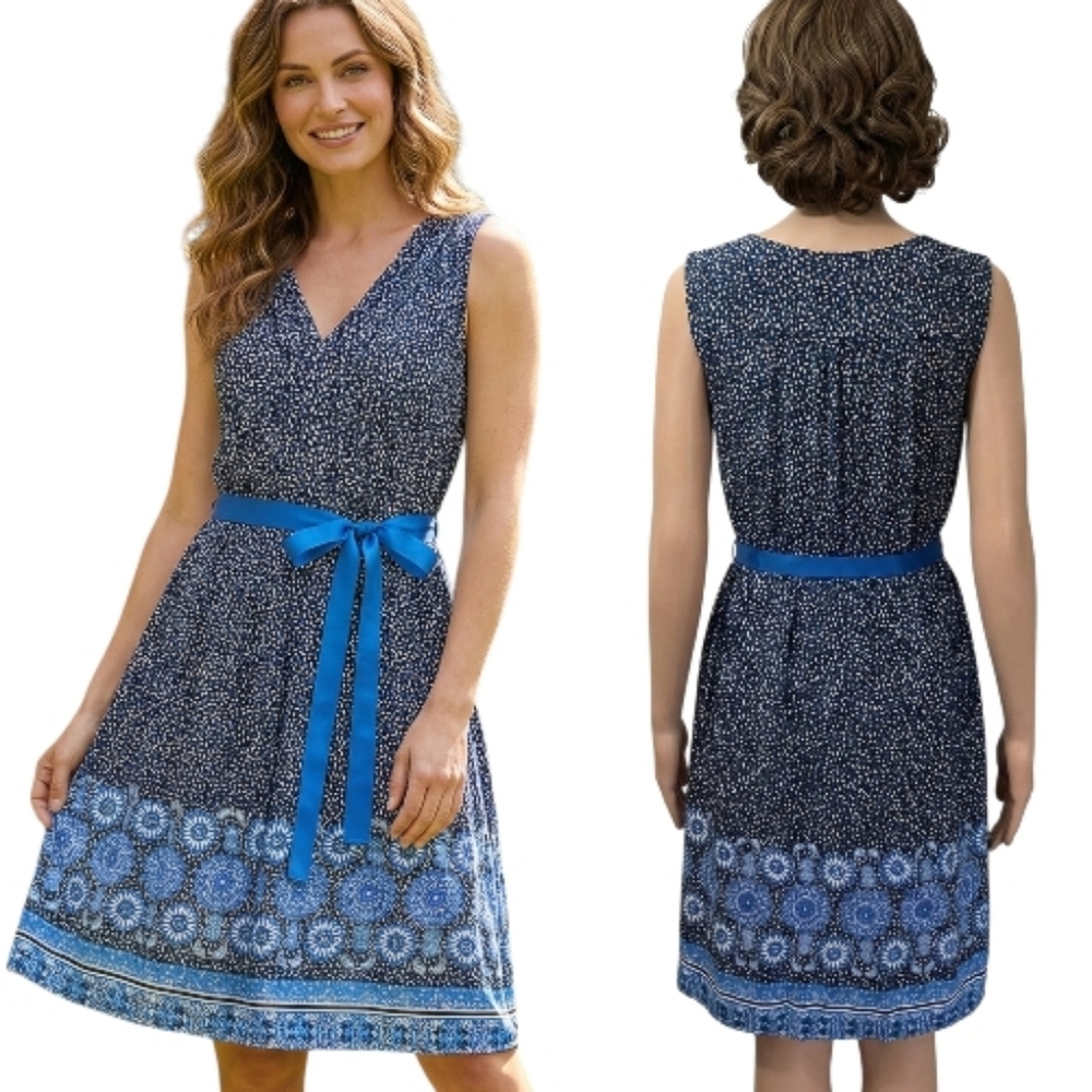 BODEN "Ellie" Floral & Geometric Belted  Dandelion Dress - Size 8